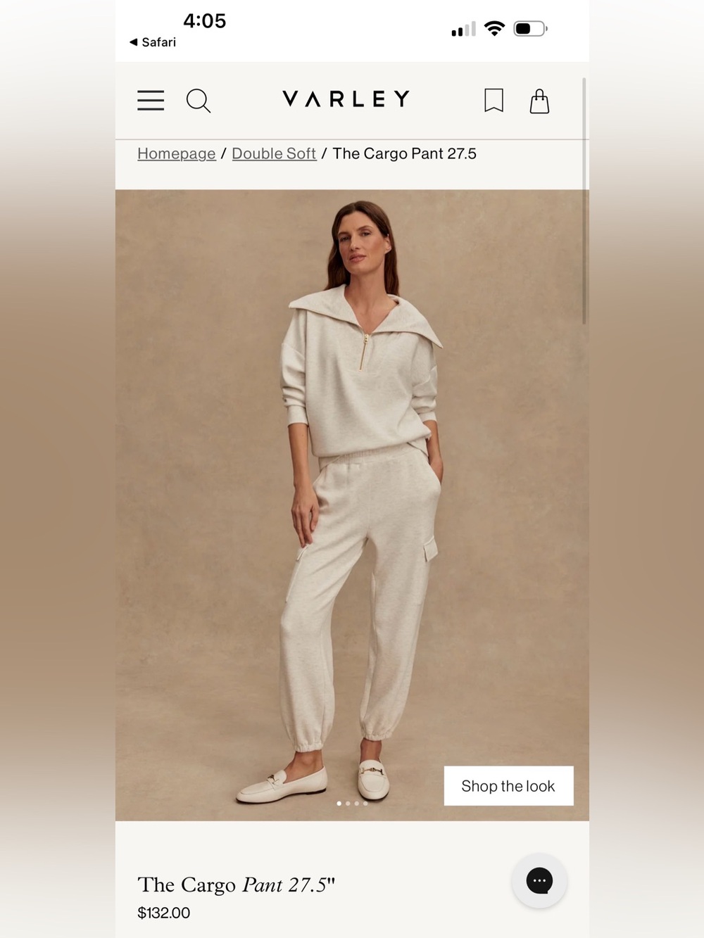 Varley Double Soft Cargo Joggers in Cream